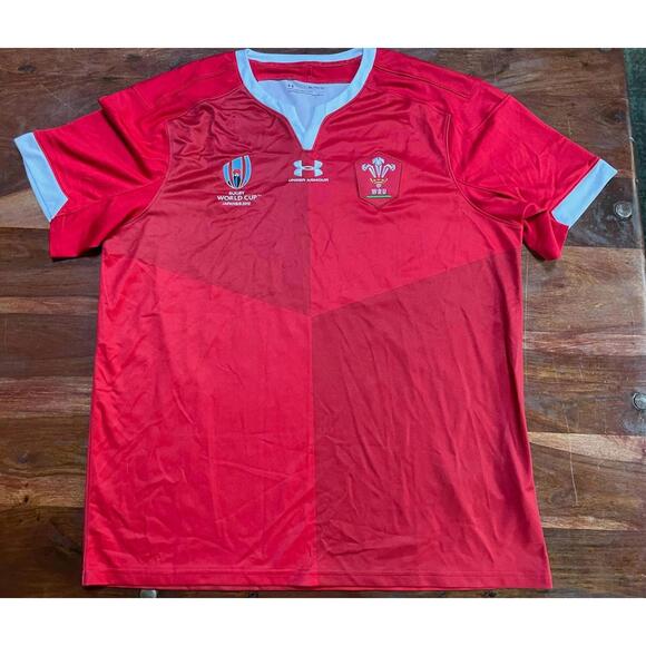 WALES WRU WORLD CUP JAPAN 2019 HOME SHIRT UNDER ARMOUR JERSEY RUGBY SIZE XL - Picture 1 of 3